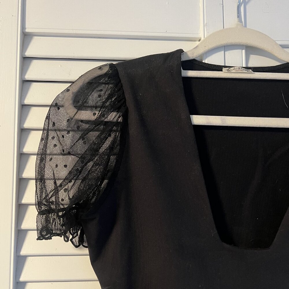 Free People Bare And Square Bodysuit - Black - Size Small - Picture 3 of 7